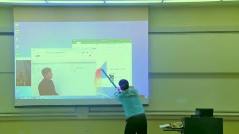 Math Professor Fixes Projector Screen