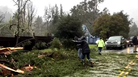 High winds and rain wreak havoc in California