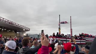 Air Force One lands in Freeland, MI