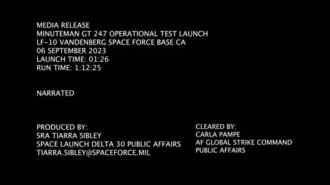 An operational test launch of an Air Force Global Strike Command unarmed Minuteman III