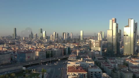 istanbul, levent, alışveriş merkezi, otoyol, araba, gökdelen, deniz, drone, flycam, ysv ao 4k 2309