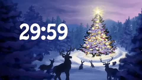 45 Minute Christmas Countdown Timer with Music, Animated Animals & Christmas Tree