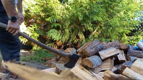 Splitting Up Wood For The Winter.