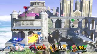 Sephiroth vs Ganondorf vs Little Mac vs Captain Falcon on Temple (Super Smash Bros Ultimate)