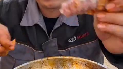 Chiinese FIsherman eating FRESH SEAFOOD