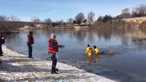 Firefighters Rescue Deer That Fell Through Lake Olathe Ice