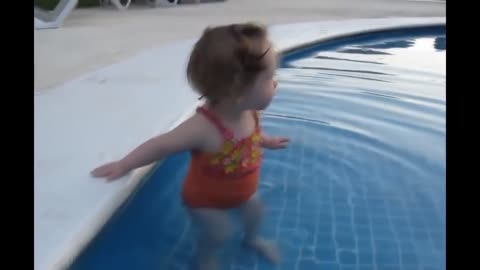 Funny baby try To get the swimming pool 😍