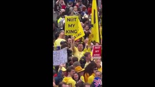 Crowd chant; "Not My King" on coronation day