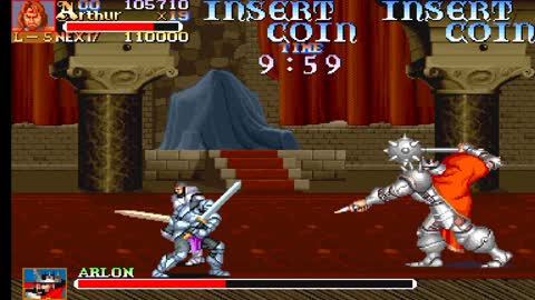 Zeroing Knights of The Round arcade version with the character (ARTHUR).