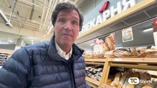 Tucker Carlson goes grocery shopping in Moscow