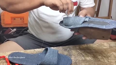 make sandal from used jeans