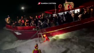 Dramatic video of migrants rescued off Italy