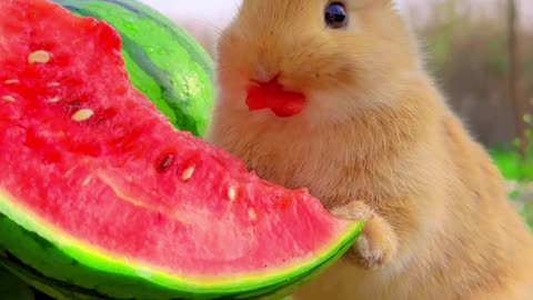 Wow amazing | cute rabbit eating fruit |