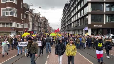 Amsterdam - Veteran's lead protest to fight for Freedom against Mandates today