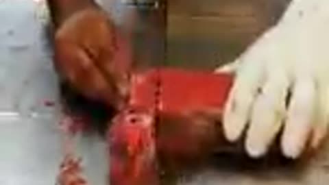 Cutting Beef lung#shorts #shorts #butcher #beef #lung #meat #meatlovers #viral #cuttingskills