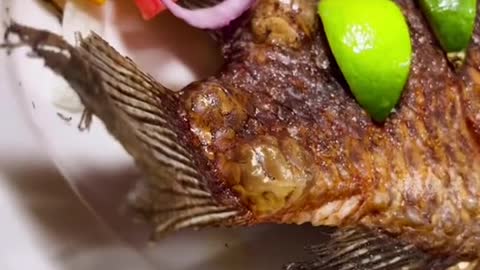 Delicious fried fish with lemon