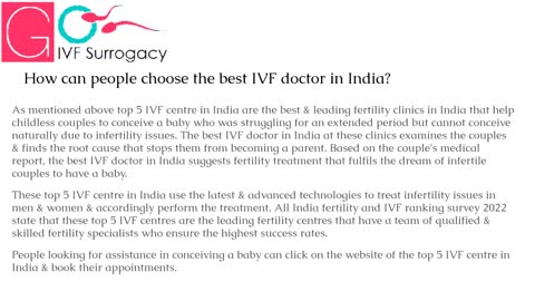 What is the best IVF clinic center in India?