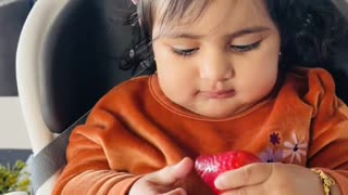 Baby Tries Strawberry for the First Time