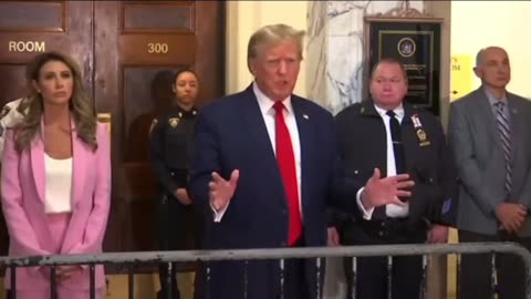 President Trump makes statement outside courtroom