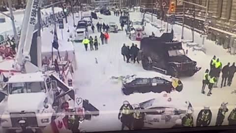 Ottawa Canada: One Of Many Police Beatings During The Trudeau Government Emergencies Act Crackdown