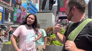 Confronting a blasphemer of Jesus in Times Square | WARNING: LANGUAGE