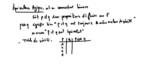 1SM 1 notions de logique 10 équivalence logique connecteur binaire