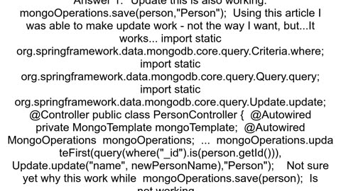 Mongo db will not update an existing Document