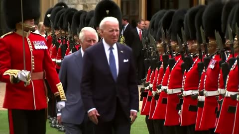 King Charles III welcomes President Biden with honor guard inspection