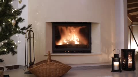 Modern, Rustic Fireplace Video with Crackling Fire Sounds for Relaxation and Ambiance - 8 Hours