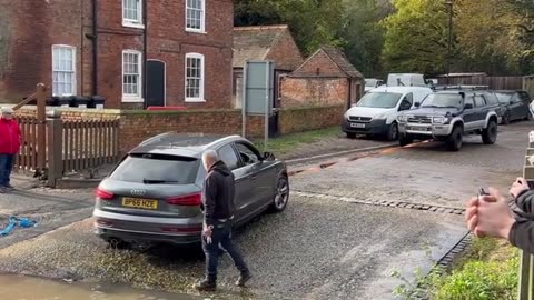 Vehicles Flooded at winter puddles