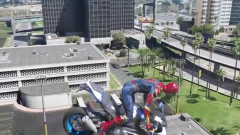 GTA 5 Crazy Ragdolls Red Spiderman Horse On Scary Teacher 3D Bridge Parkour