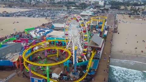 Phenomenal drone footage of the Santa Monica Pier in Los Angeles