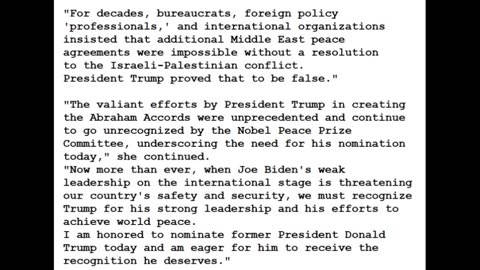 24-0130 - Trump Nominated for Nobel Peace Prize by GOP Rep for 'Historic' Abraham Accords