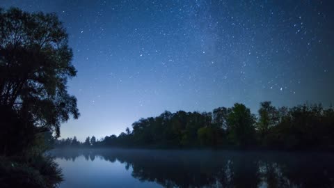 Milky Way seen from a river, landscape