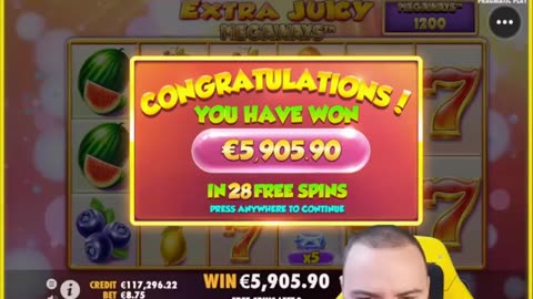 Big win with Extra Juicy casino games