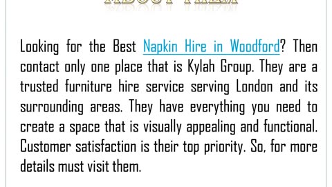 One of the Best Napkin Hire in Woodford