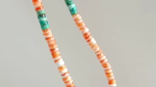 Orange Spiny Oyster beads amber white shell pendant necklace full strand 16inch 06