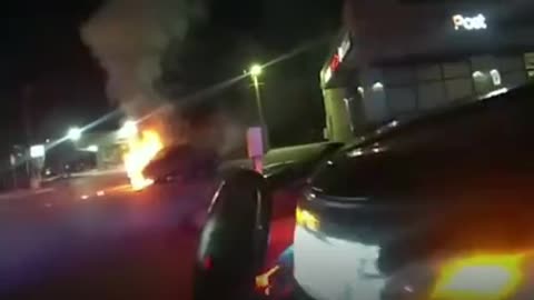 Police rescue woman from burning car 22