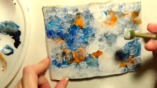 Abstract Painting with Orange Black and Blue