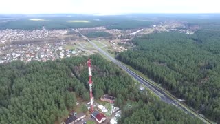 amazing flight around over the highway tv tower and forest 7