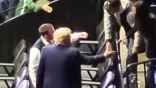 President Donald Trump at the NCAA Division I Wrestling Championships in Tulsa, Oklahoma.