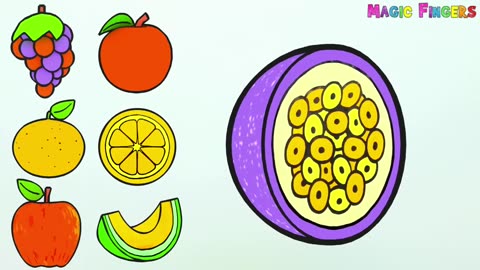 Grapes and 6 More Fruits Drawing, Painting, Coloring for Children, Toddlers | Learn Healthy Fruit