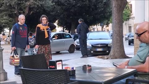 An Afternoon of People-Watching on a Streetcorner Café in Brindisi, Italy