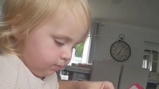 18 Month Old Toddler Reads Flashcards and Does Pig Impression