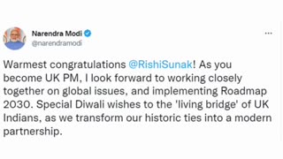 PM Modi congratulatesRishi Sunak"Look forwardto working closely together'..