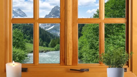 Relaxing Window #9 - MOUNTAIN RIVER 2 SOUND SCAPE | Nature Sounds | Relaxing Sounds