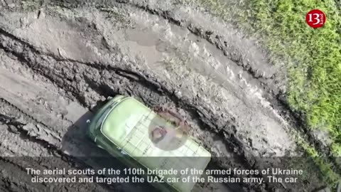 UAZ car carrying Russian soldiers was targeted by a drone