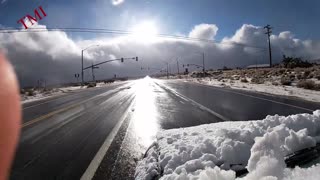 the most dangerous road condition ( melting snow ) + sun = blind