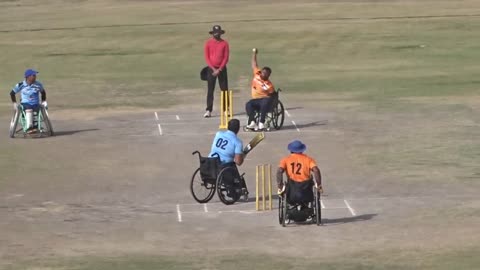 Great fifty knock by sahil] 1 wheel Chair Cricket
