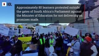 Learners protest outside South Africa's parliament